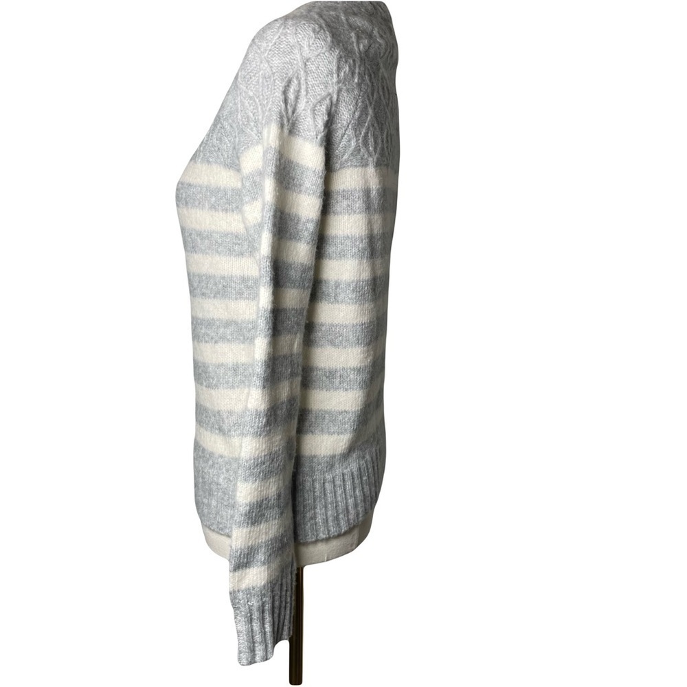 New Caslon Nordstrom Grey Heather Ivory Stripe Sweater (XS) - Picture 3 of 11